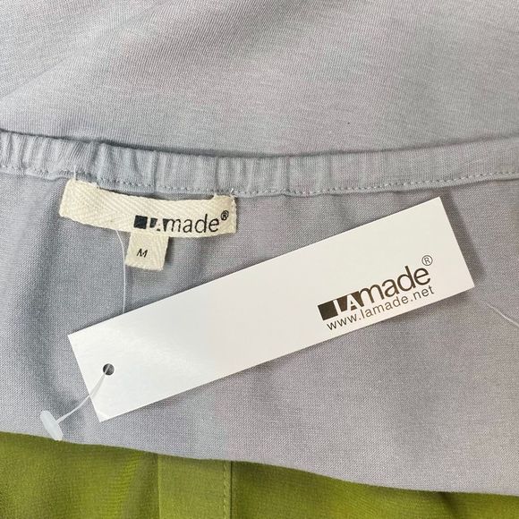 LAmade Green & Gray Silk Halter Top - Size Medium - Picture 6 of 6